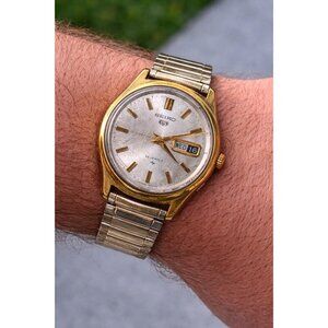 Vintage Seiko 5 23J Automatic Day Date Running Speidel USA 10K RGP Band
